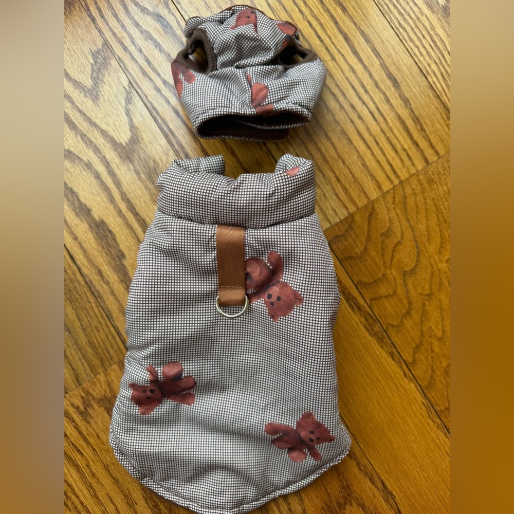 Small breed dog cute bear fleece jacket with hat